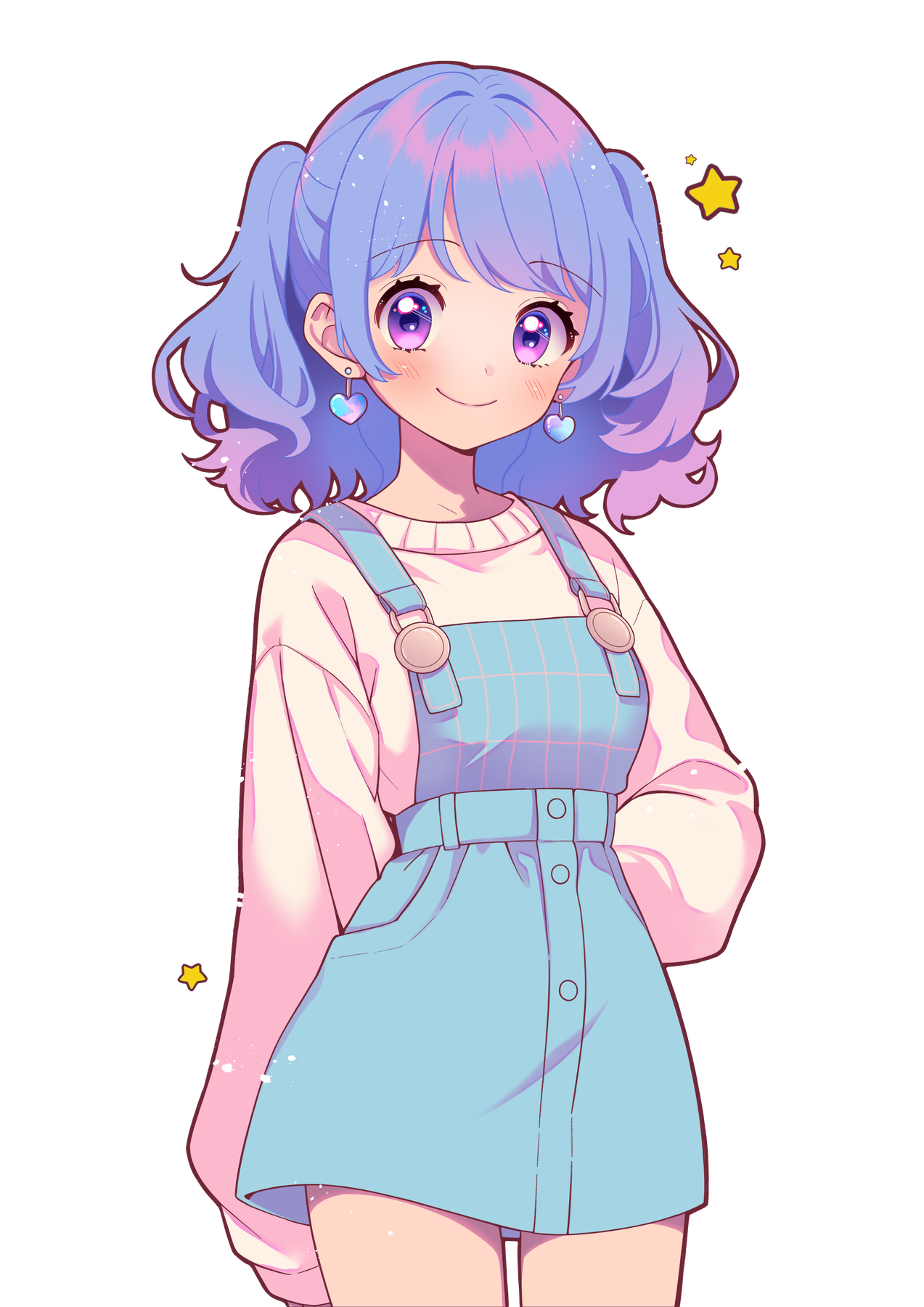 紫の髪の女の子のキャラクターイラスト